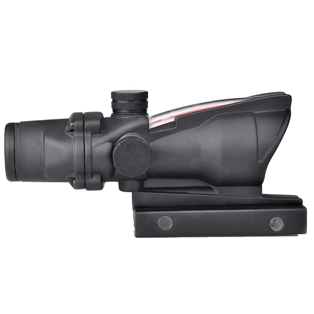 AIM-O OTTICA COMPATTA TIPO ACOG ZOOM 4X LENTE 32mm FIBRA OTTICA ROSSA NERA (AO1002-B)