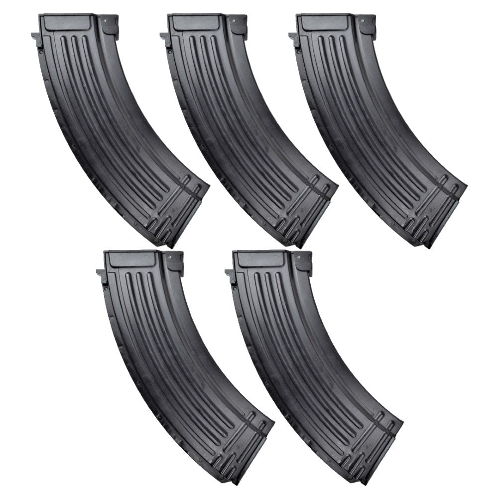 E&L SET DI 5 CARICATORI MONOFILARI MID-CAP 120 COLPI IN METALLO SERIE AK NERI (E&L-47X5)