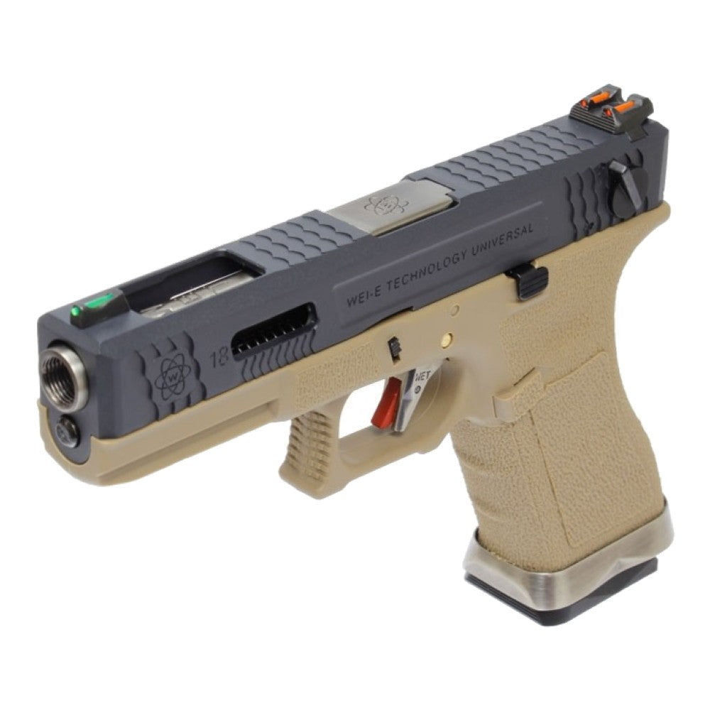 WE PISTOLA A GAS BLOWBACK CUSTOM WE18 G-18 FORCE SERIES T2 DUAL TONE NERA / TAN (WG02WET-2)