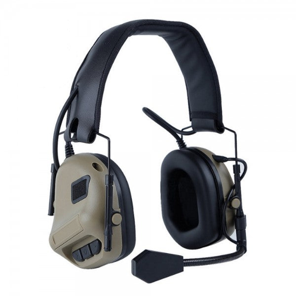 WOSPORT SET CUFFIE TATTICHE CON MICROFONO TAN (WO-HD08T)