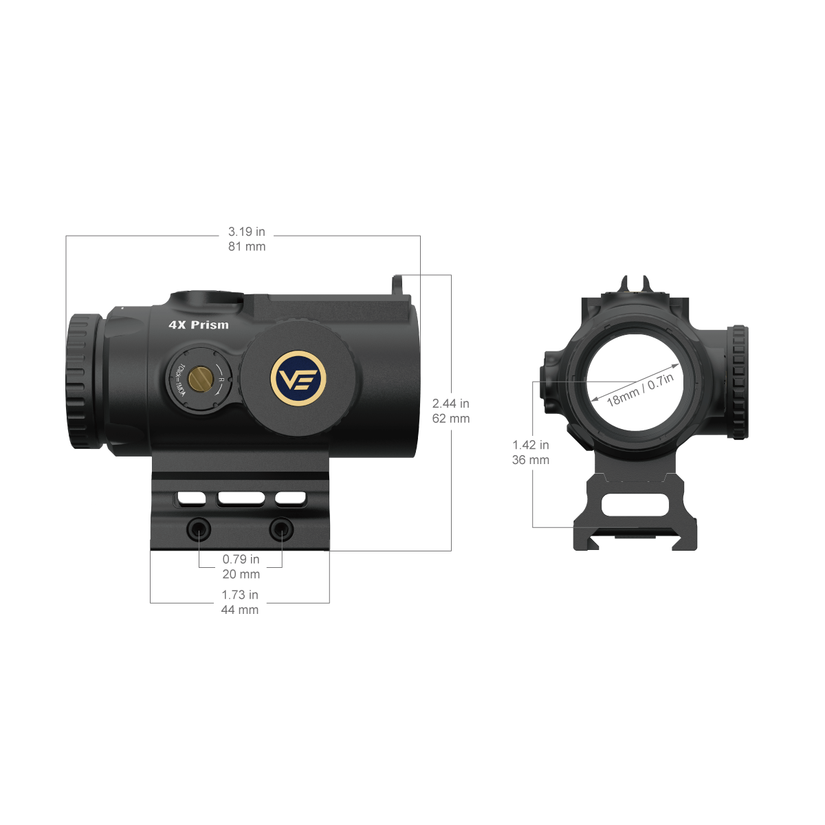 VO PARAGON 4x24 MINI Prism Scope – Black