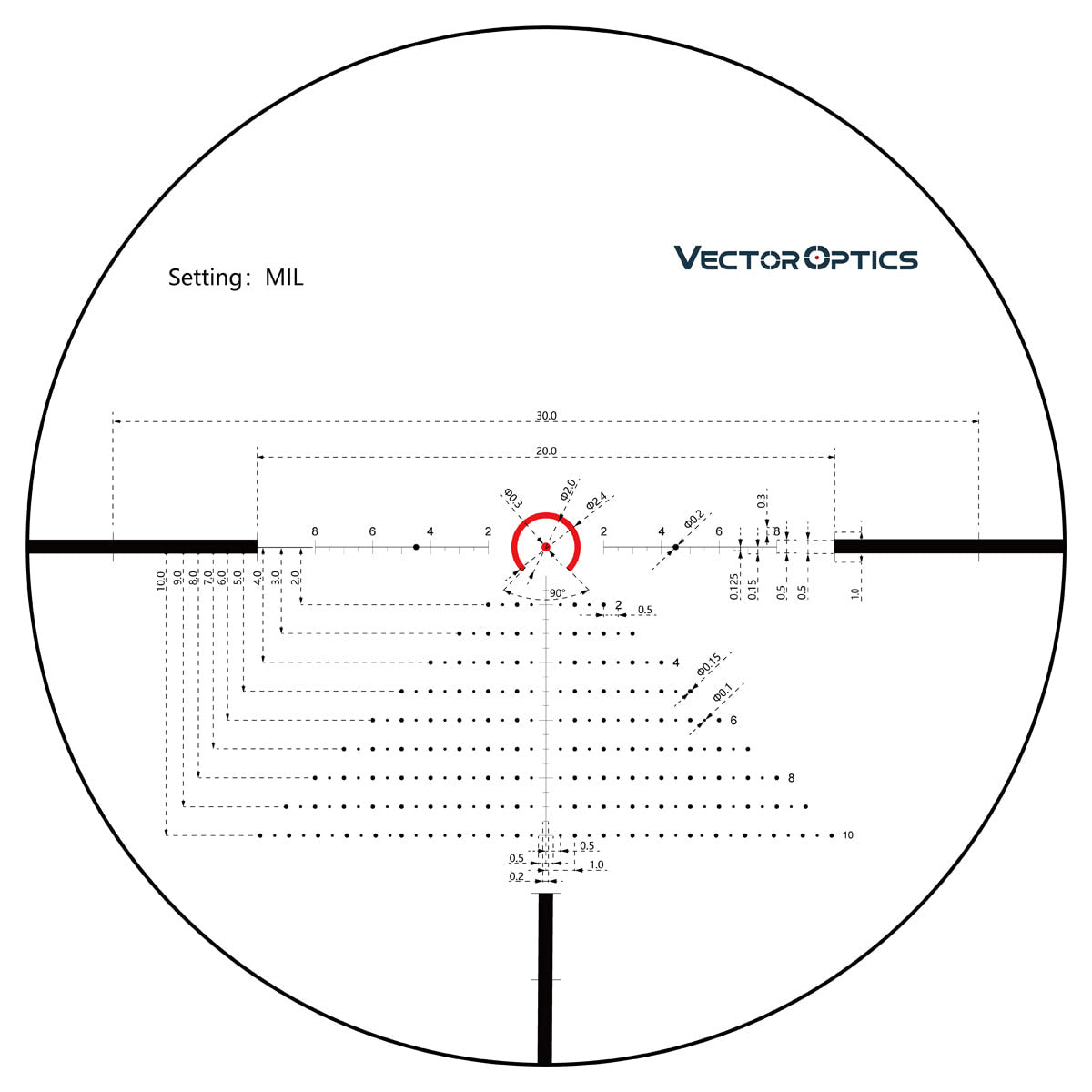 VO CONSTANTINE 1-8 x 24 FFP CTR LPVO Riflescope - Black