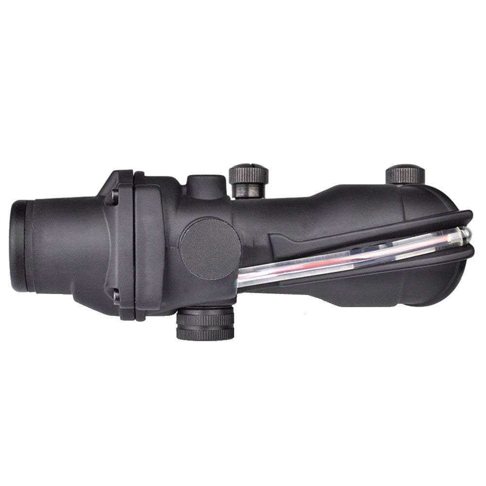 AIM-O OTTICA COMPATTA TIPO ACOG  ZOOM 4X LENTE 32mm FIBRA OTTICA ROSSA NERA (AO1002-B)