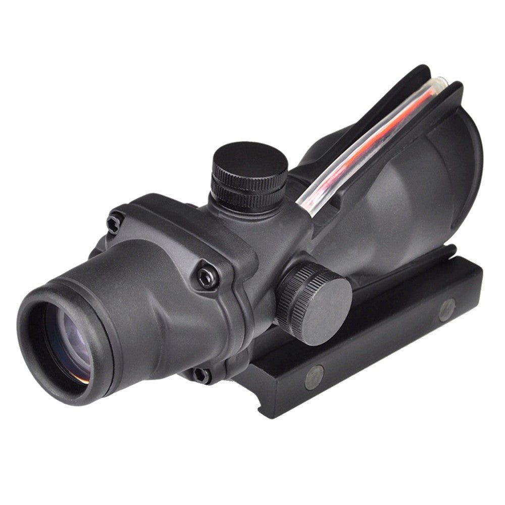 AIM-O OTTICA COMPATTA TIPO ACOG  ZOOM 4X LENTE 32mm FIBRA OTTICA ROSSA NERA (AO1002-B)
