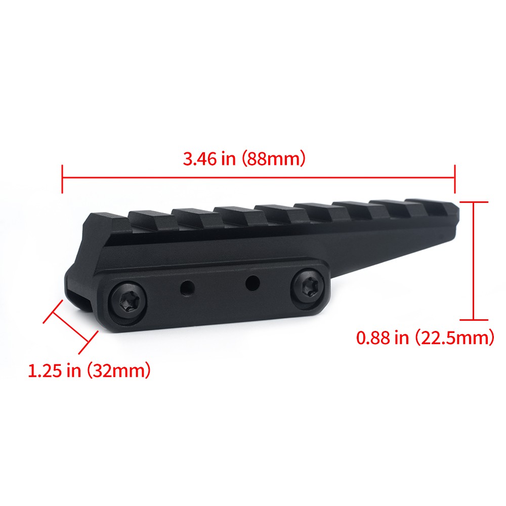 AIM-O SLITTA IN METALLO DA 20mm 8 SLOT CON RIALZO NERA (AO9034-B)