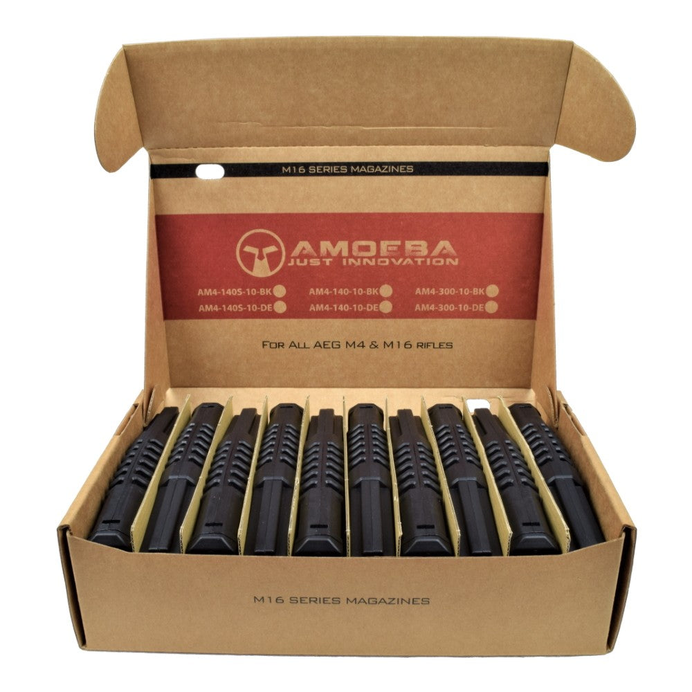 AMOEBA BOX 10 CARICATORI MAGGIORATI HI-CAP 300 bb PER M4 NERI (AR-CARAMB-BOX)