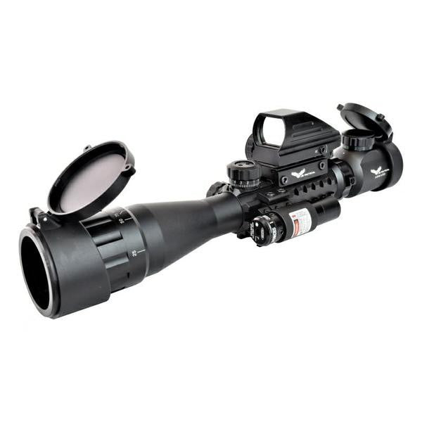 JS-TACTICAL COMBO OTTICA 3x-9x LENTE 40mm CON RED DOT E LASER INTEGRATI NERA (JS-COMBO1)