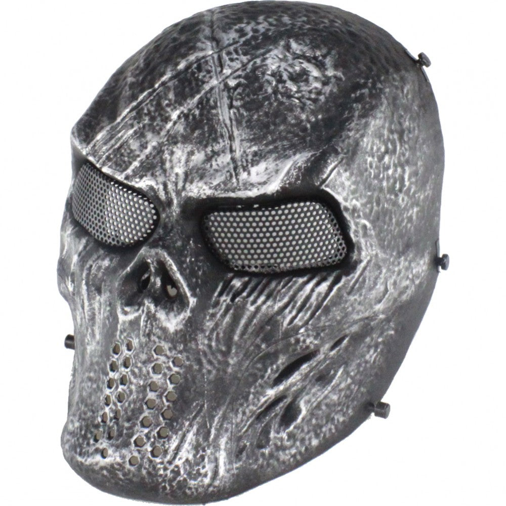 WOSPORT MASCHERA PROTEZIONE INTEGRALE TESCHIO BLOODED SKULL NERO E SILVER (WO-MA79S)
