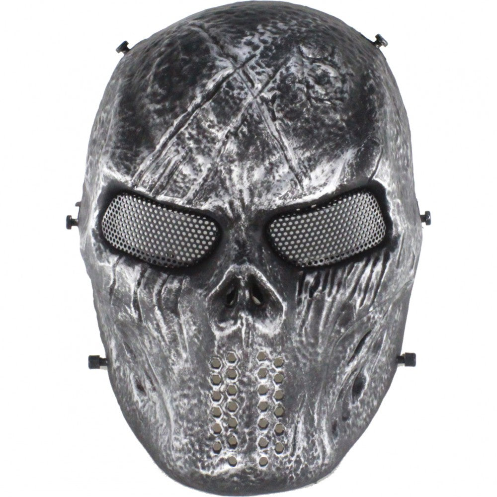WOSPORT MASCHERA PROTEZIONE INTEGRALE TESCHIO BLOODED SKULL NERO E SILVER (WO-MA79S)