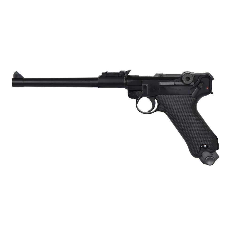 WE PISTOLA A GAS TEDESCA WW2 P08 NERA CANNA 8" (W-P08L)