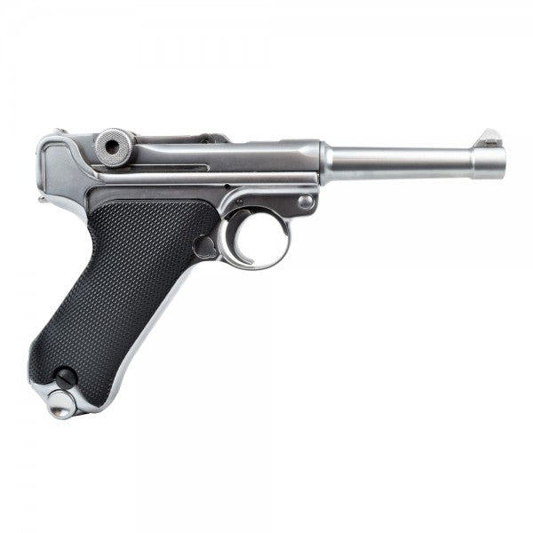 WE PISTOLA A GAS TEDESCA WW2 P08S CORTA SILVER CANNA 4" ARGENTO (W-P08SS)
