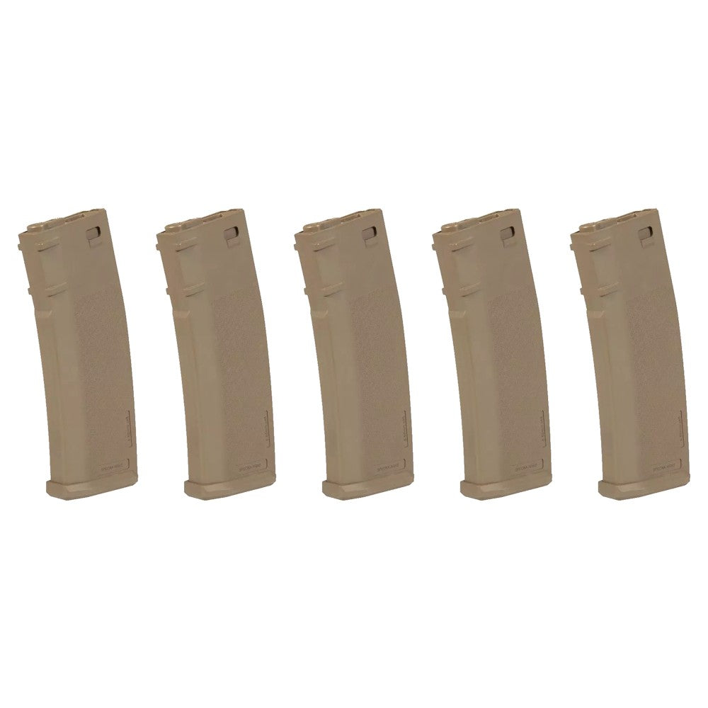 SPECNA ARMS SET 5x CARICATORI MAGGIORATI HI-CAP S-MAG 380 COLPI PER SERIE M4 / M16 TAN (SPE-05-025726)