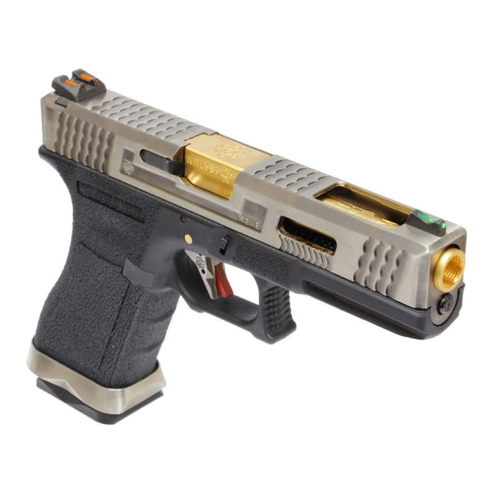 WE PISTOLA A GAS BLOWBACK WE17 CUSTOM G-17 FORCE SERIES T3 SILVER / GOLD/ BLACK(WG01WET-3)