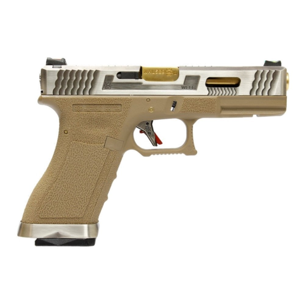 WE PISTOLA A GAS BLOWBACK WE17 CUSTOM G-17 FORCE SERIES T4 ARGENTO / TAN(WG01WET-4)