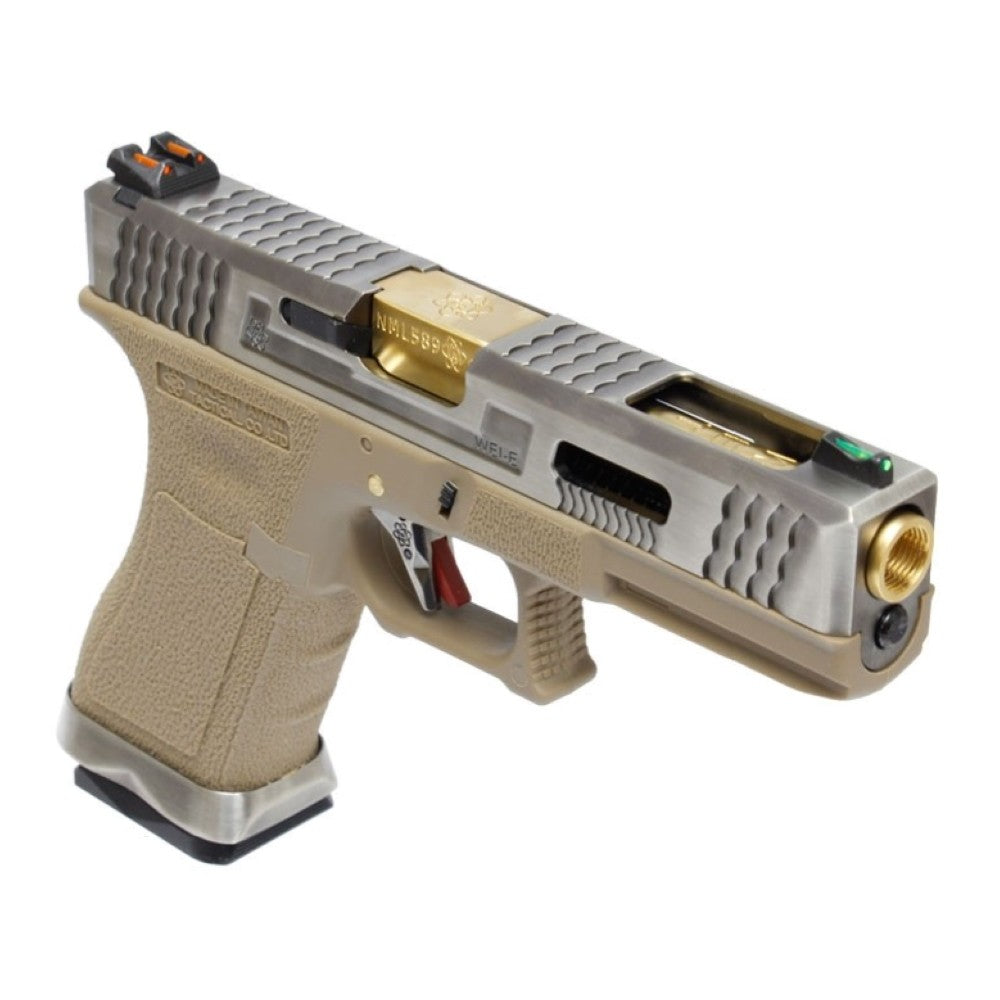 WE PISTOLA A GAS BLOWBACK WE17 CUSTOM G-17 FORCE SERIES T4 ARGENTO / TAN(WG01WET-4)