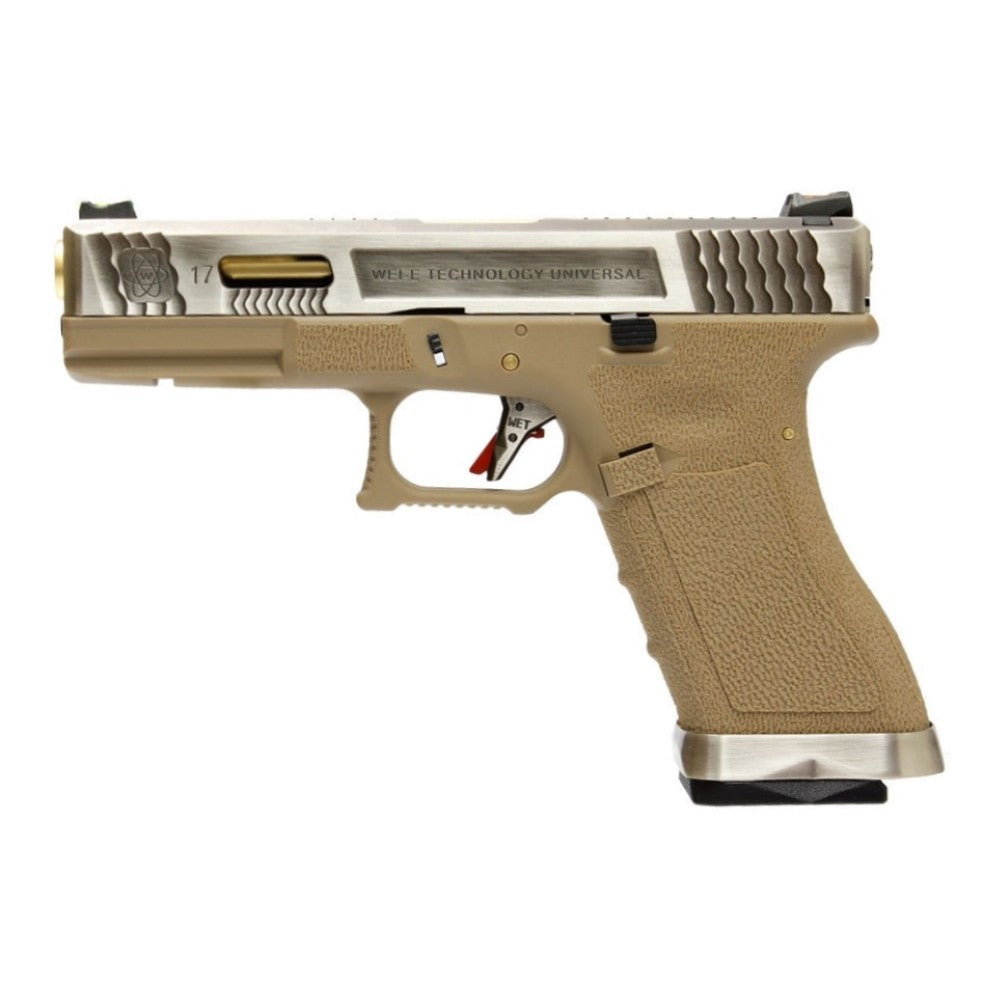 WE PISTOLA A GAS BLOWBACK WE17 CUSTOM G-17 FORCE SERIES T4 ARGENTO / TAN(WG01WET-4)