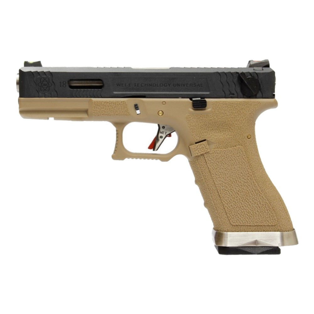 WE PISTOLA A GAS BLOWBACK CUSTOM WE18 G-18 FORCE SERIES T2 DUAL TONE NERA / TAN (WG02WET-2)