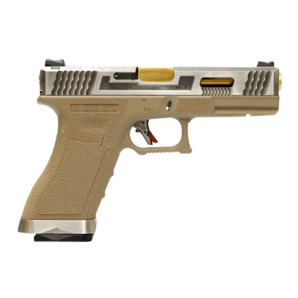 WE PISTOLA A GAS BLOWBACK CUSTOM WE18 G-18 FORCE SERIES T4 ARGENTO / TAN (WG02WET-4)