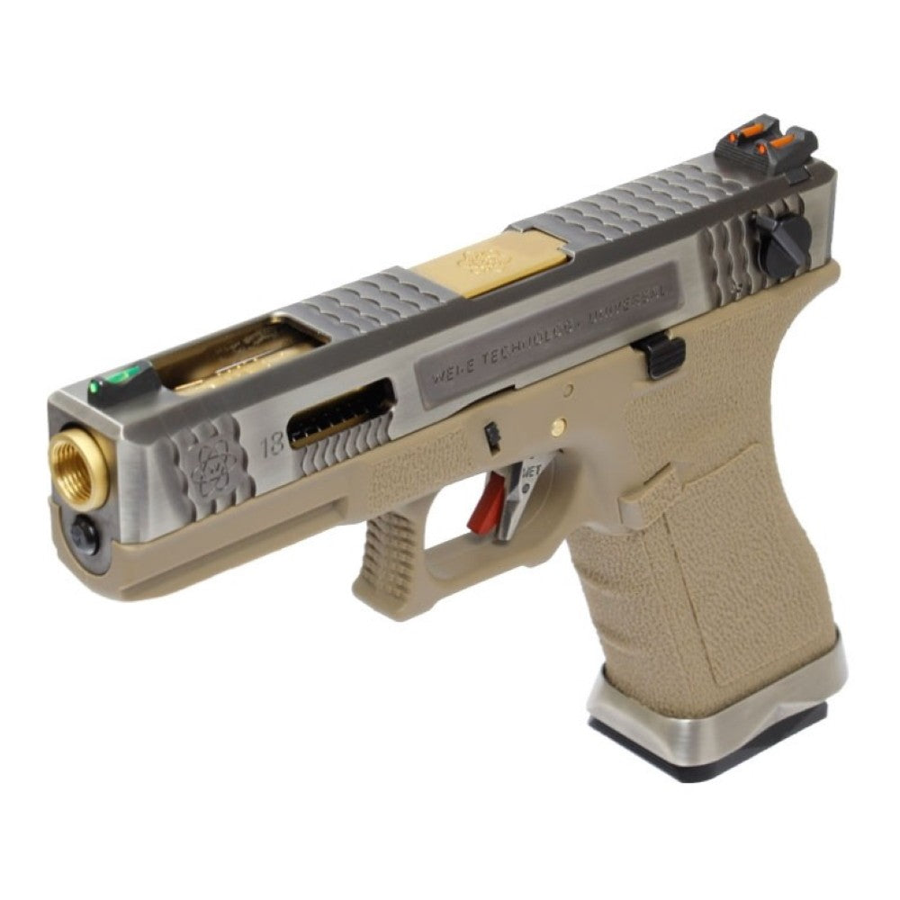 WE PISTOLA A GAS BLOWBACK CUSTOM WE18 G-18 FORCE SERIES T4 ARGENTO / TAN (WG02WET-4)