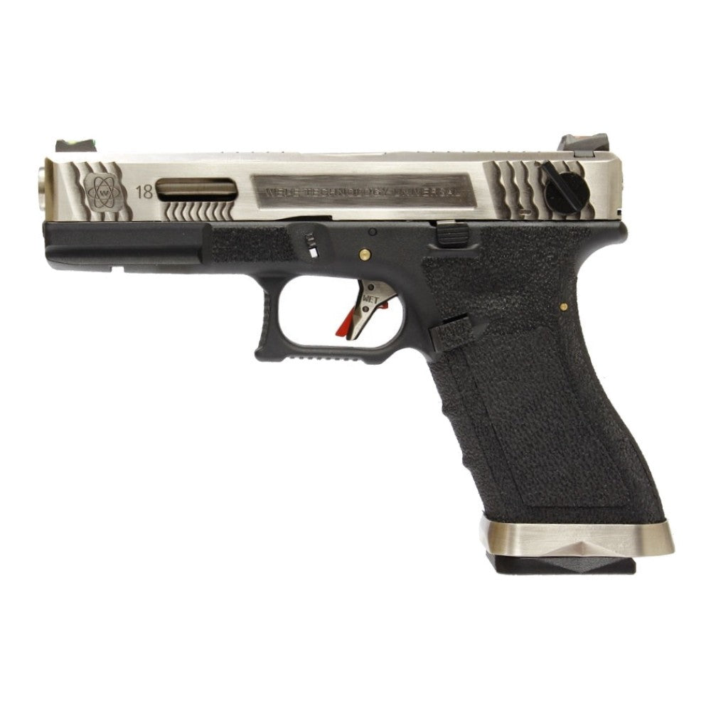 WE PISTOLA A GAS BLOWBACK CUSTOM WE18 G-18 FORCE SERIES T7 ARGENTO/NERA(WG02WET-7)