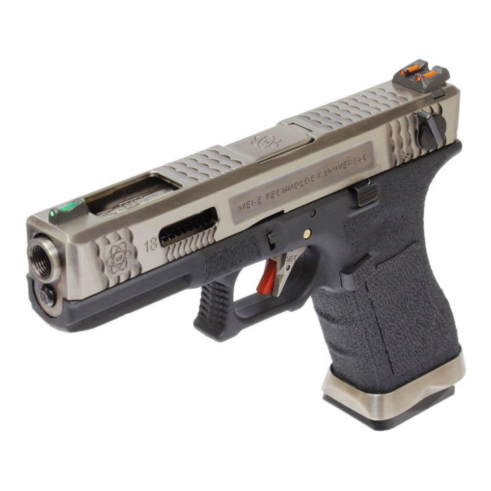 WE PISTOLA A GAS BLOWBACK CUSTOM WE18 G-18 FORCE SERIES T7 ARGENTO/NERA(WG02WET-7)