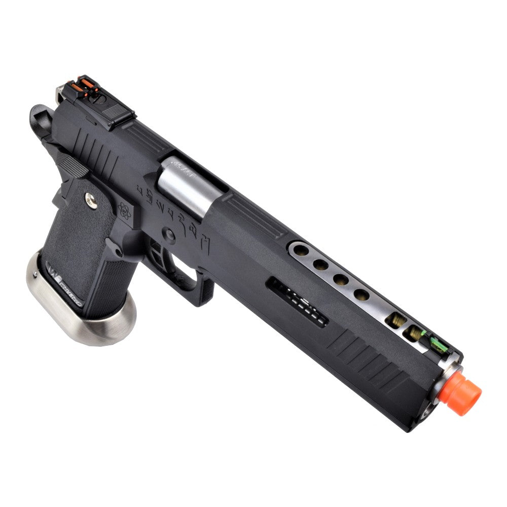 WE PISTOLA A GAS HI-CAPA 6.0 HICAPA DA TIRO I-REX FORCE NERA / SILVER BARREL (WH18-BKSV)