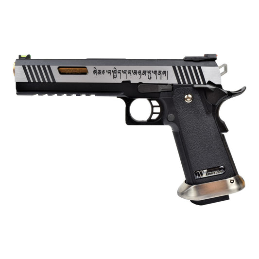 WE PISTOLA A GAS HI-CAPA 6.0 HICAPA DA TIRO I-REX FORCE SILVER / GOLD BARREL (WH18-2TGD)