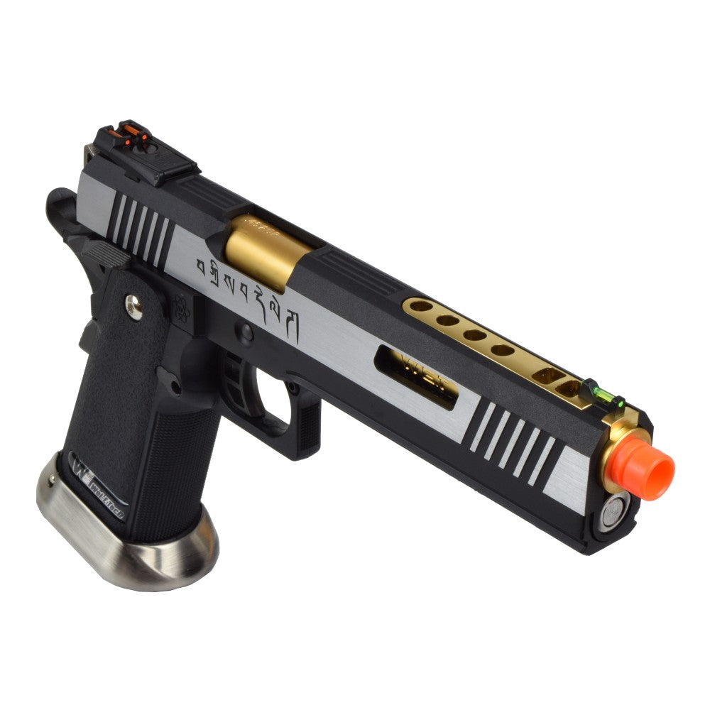 WE PISTOLA A GAS HI-CAPA 6.0 HICAPA DA TIRO I-REX FORCE SILVER / GOLD BARREL (WH18-2TGD)