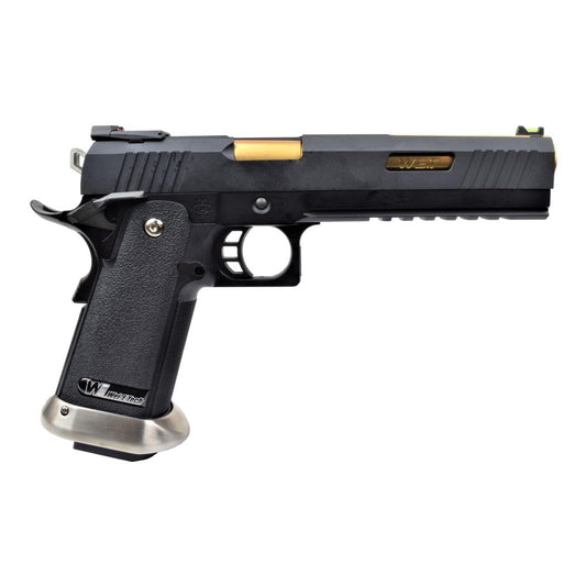 WE PISTOLA A GAS HI-CAPA 6.0 HICAPA DA TIRO I-REX NERA / GOLD BARREL (WH18A2-BKGD)