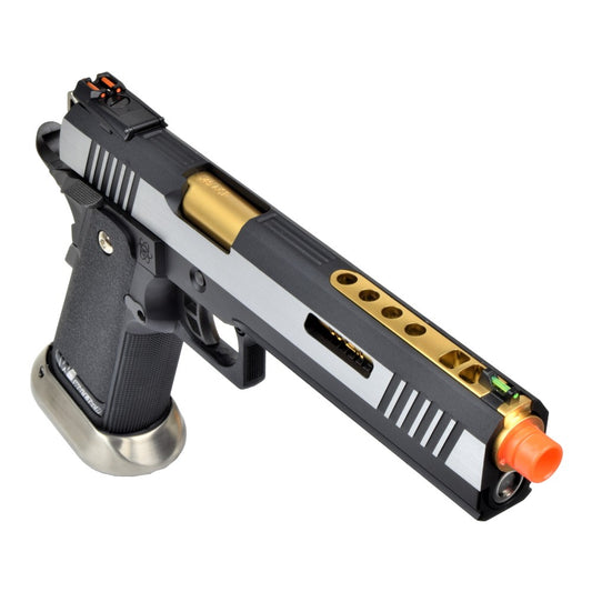 WE PISTOLA A GAS HI-CAPA 6.0 HICAPA DA TIRO I-REX SILVER / GOLD BARREL ORO ARGENTO(WH18A2-2TGD)