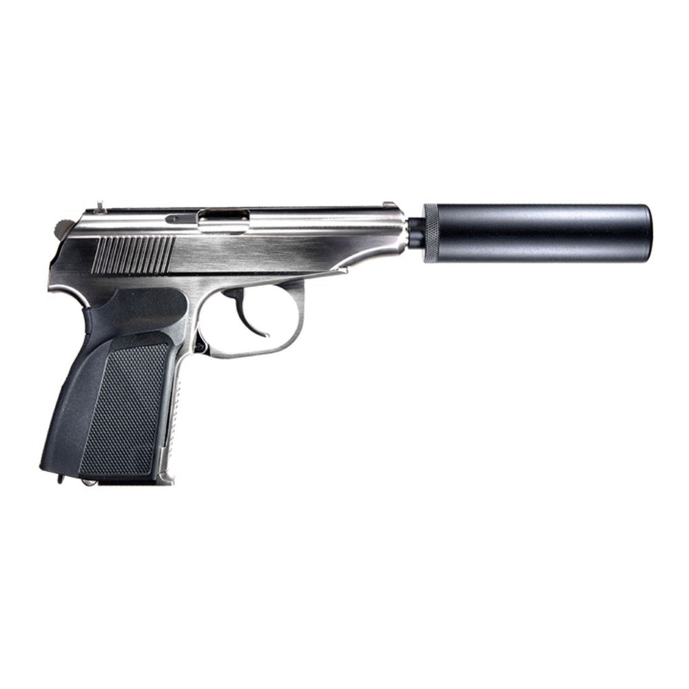 WE PISTOLA A GAS MAKAROV CON SILENZIATORE MK SILVER (WE-MA01SV)