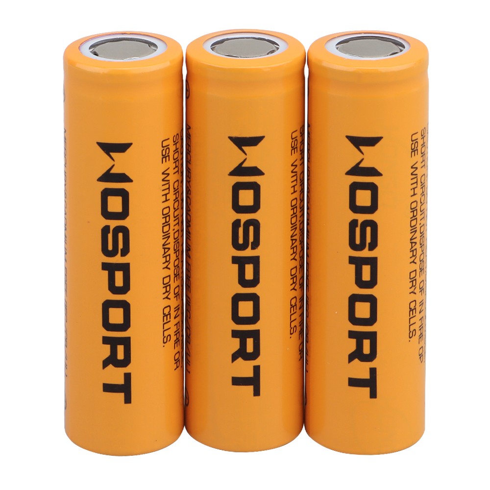 WOSPORT BATTERIE RICARICABILI 18650 Li-ION 3.7V x 1200mAh - 3 PEZZI (WO-EX049)