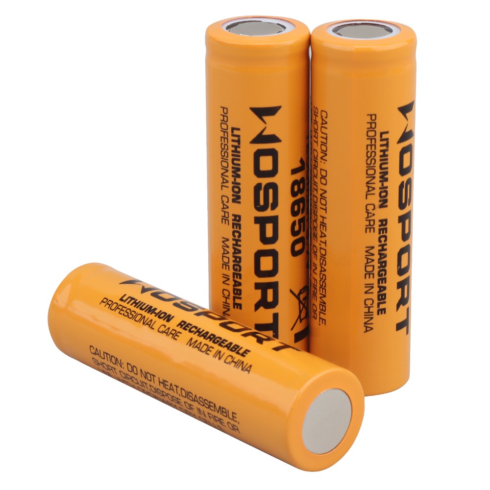WOSPORT BATTERIE RICARICABILI 18650 Li-ION 3.7V x 1200mAh - 3 PEZZI (WO-EX049)
