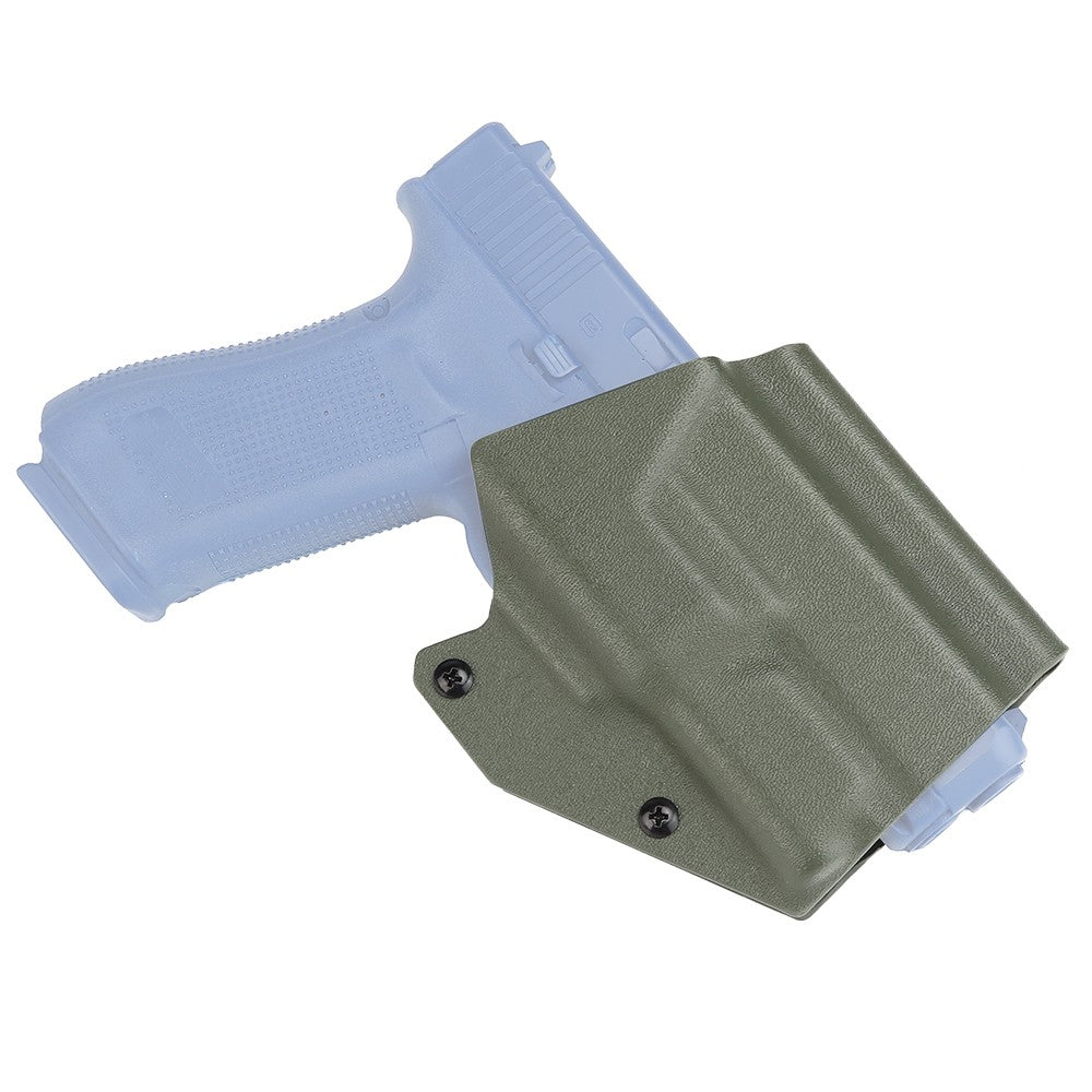 WOSPORT FONDINA DA COMPETIZIONE IN KYDEX QUICK PULL PER SERIE GLOCK 17/19/19X/45 CON G-XC1 VERDE OLIVE DRAB (WO-GB06V)