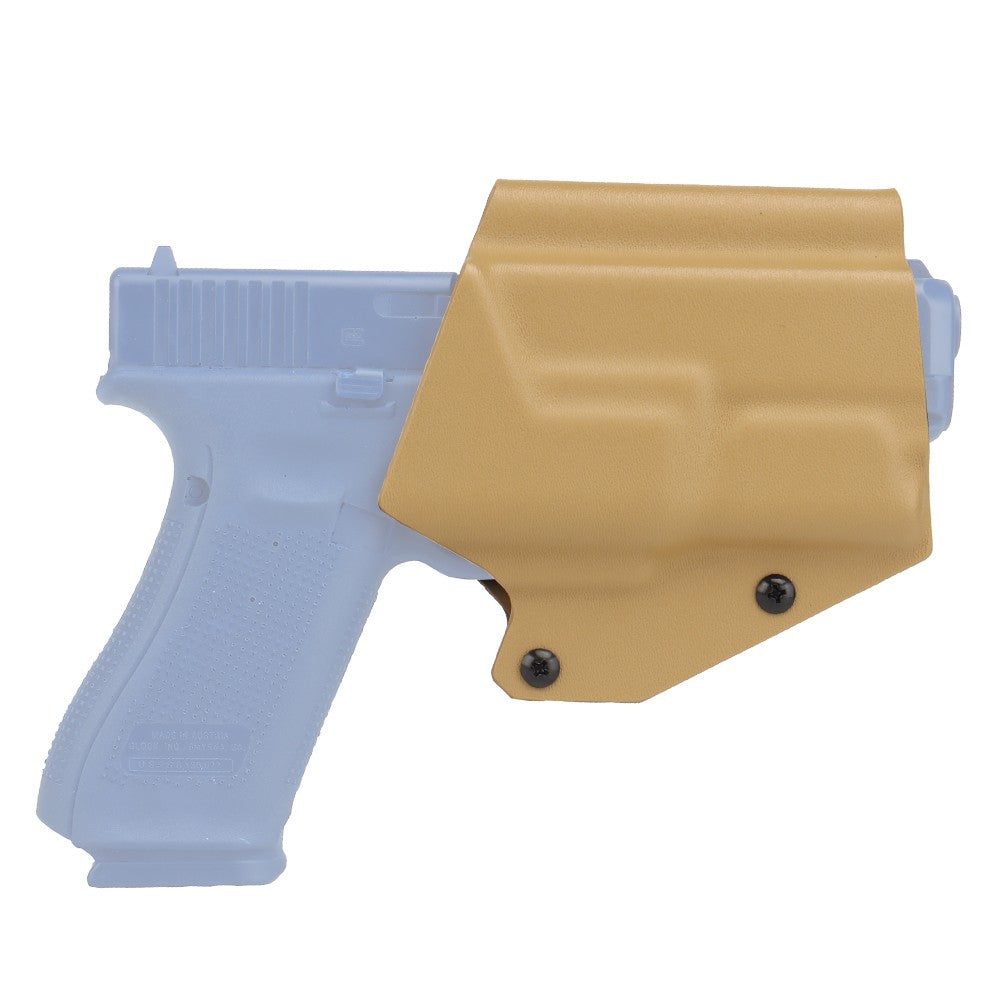 WOSPORT FONDINA DA COMPETIZIONE IN KYDEX QUICK PULL PER SERIE GLOCK 17/19/19X/45 CON G-XC1 TAN (WO-GB06T)