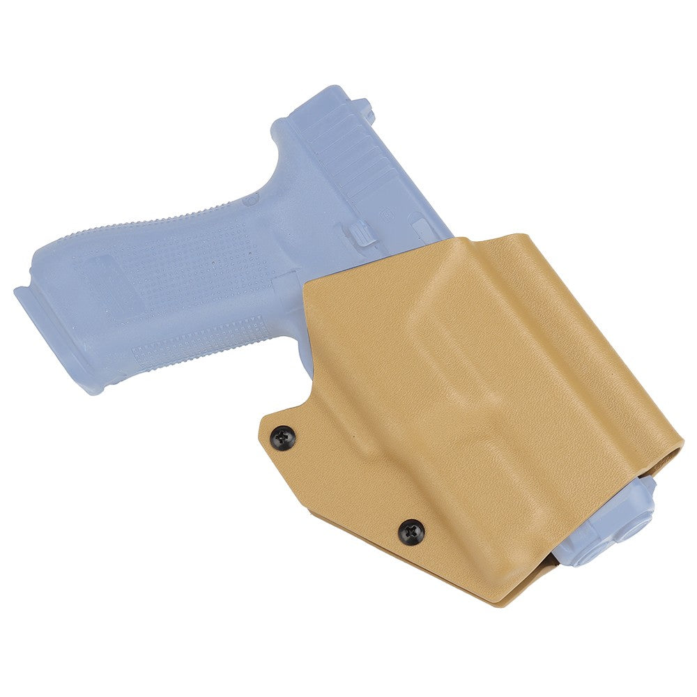 WOSPORT FONDINA DA COMPETIZIONE IN KYDEX QUICK PULL PER SERIE GLOCK 17/19/19X/45 CON G-XC1 TAN (WO-GB06T)