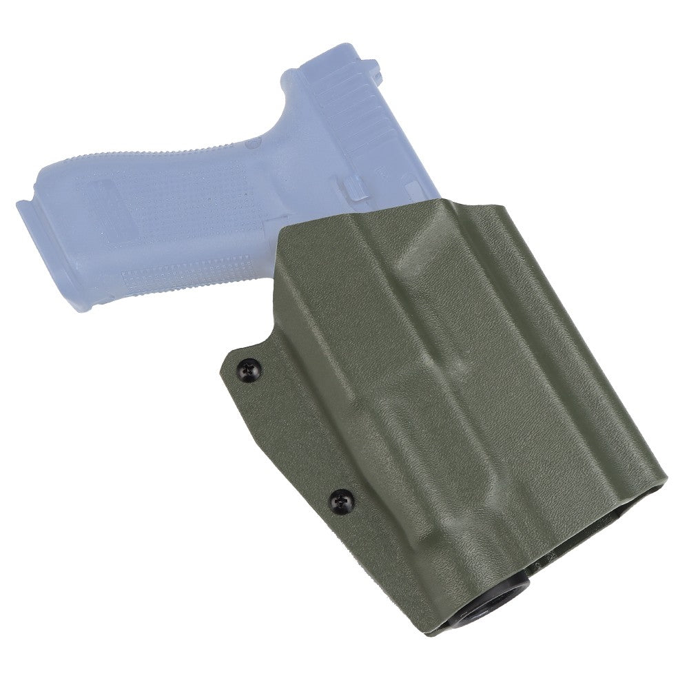 WOSPORT FONDINA DA COMPETIZIONE IN KYDEX QUICK PULL PER SERIE GLOCK CON TORCIA TLR-1 VERDE OLIVE DRAB (WO-GB01V)