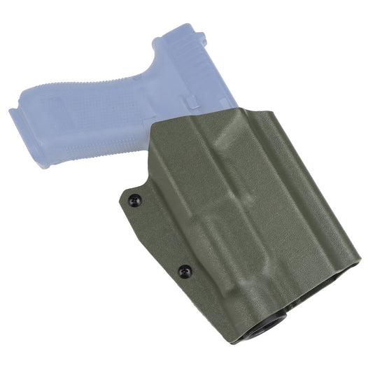 WOSPORT FONDINA DA COMPETIZIONE IN KYDEX QUICK PULL PER SERIE GLOCK CON TORCIA TLR-1 VERDE OLIVE DRAB (WO-GB01V)
