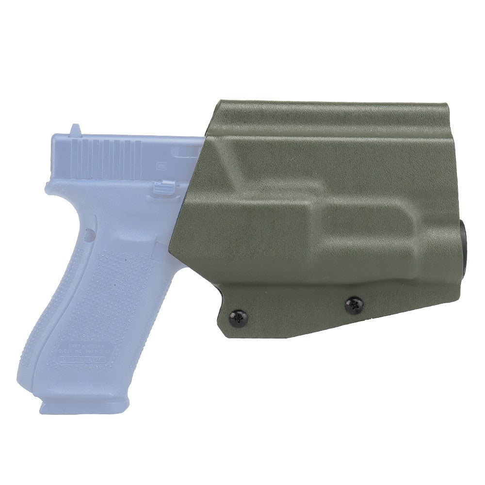 WOSPORT FONDINA DA COMPETIZIONE IN KYDEX QUICK PULL PER SERIE GLOCK CON TORCIA TLR-1 VERDE OLIVE DRAB (WO-GB01V)