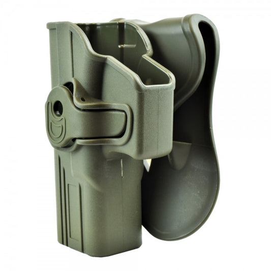 WOSPORT FONDINA RIGIDA ESTRAZIONE RAPIDA PER MANCINI LEFT SERIE GLOCK VERDE OLIVE DRAB (WO-GB42LV)