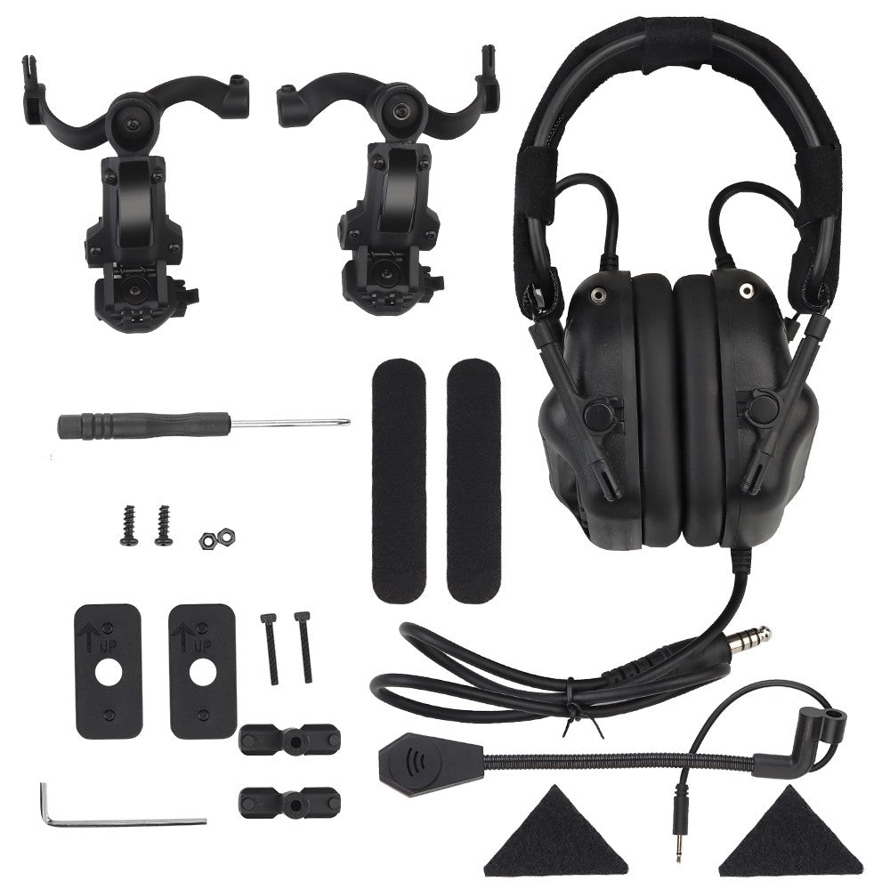 WOSPORT GEN.5 COMMUNICATION KIT CUFFIE SET COMPLETO CON RIDUZIONE DEL RUMORE NERO (WO-HD19)