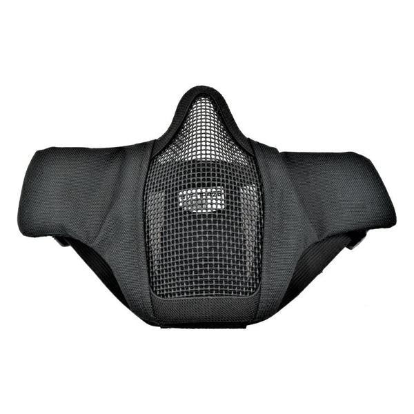 WOSPORT MEZZA MASCHERA CON RETE IN METALLO E GUANCE IN TESSUTO NERA (WO-MA42B)