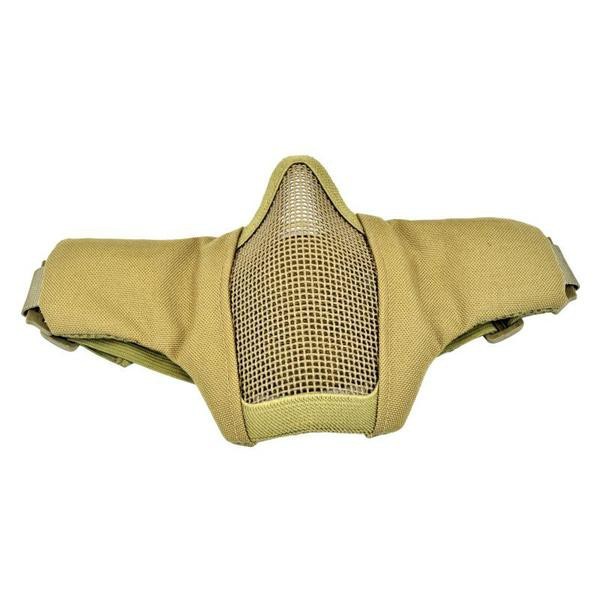 WOSPORT MEZZA MASCHERA CON RETE IN METALLO E GUANCE IN TESSUTO TAN (WO-MA42T)
