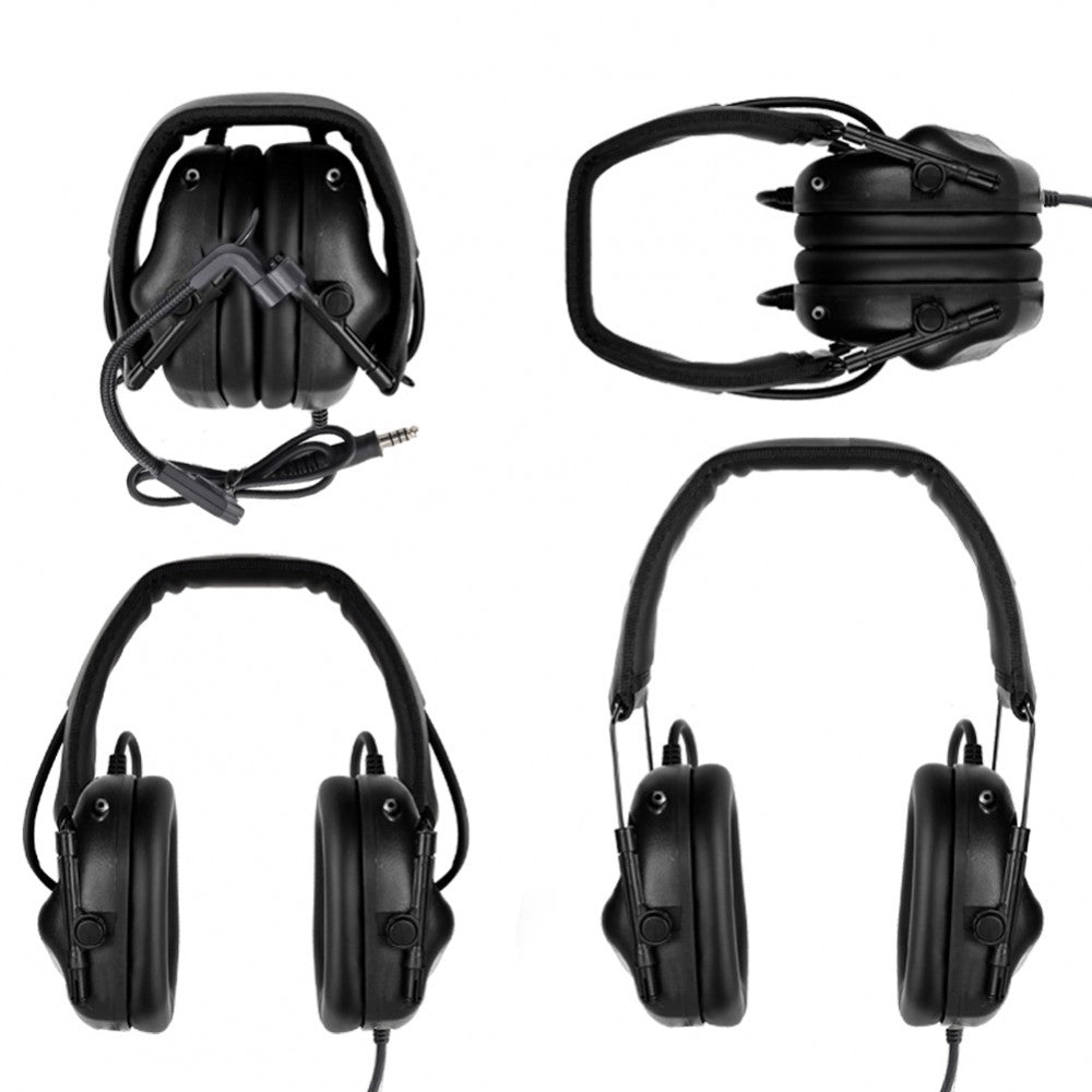 WOSPORT SET CUFFIE CON MICROFONO CON RIDUZIONE DEL RUMORE ELETTRONICO NERO (WO-HD09B)