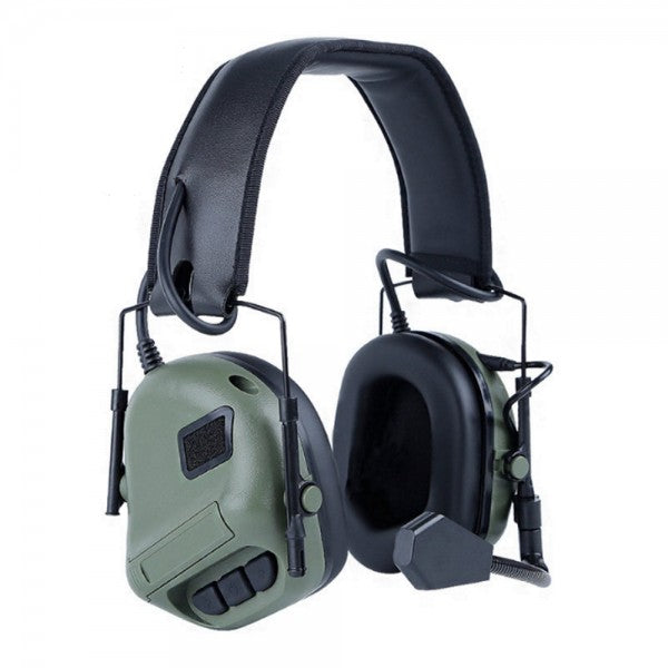 WOSPORT SET CUFFIE TATTICHE CON MICROFONO VERDI OLIVE DRAB (WO-HD08V)