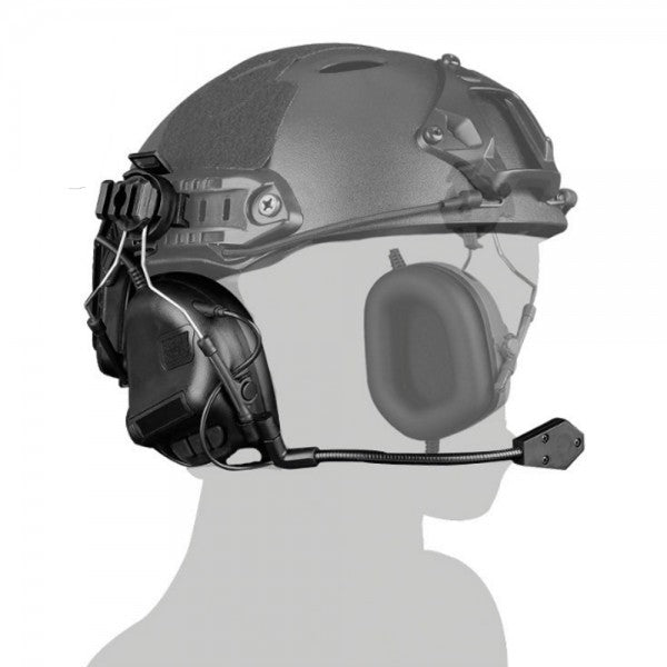 WOSPORT SET CUFFIE CON MICROFONO VERSIONE CON ATTACCO ELMETTO NERE (WO-HD10B)