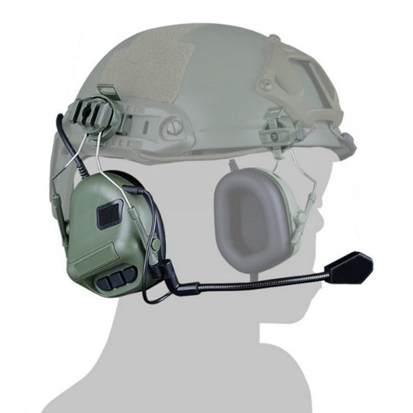 WOSPORT SET CUFFIE CON MICROFONO VERSIONE CON ATTACCO ELMETTO VERDI OLIVE DRAB (WO-HD10V)